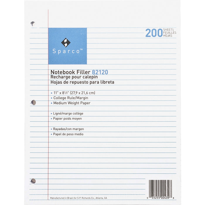 Sparco Notebook Filler Paper - Letter