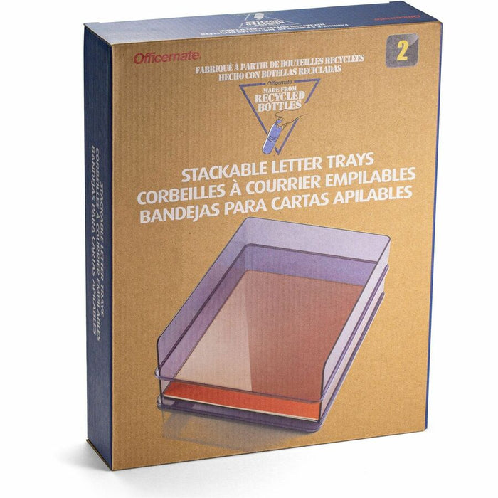Officemate Stackable Letter Trays, Made from Recycled Bottles, 2PK