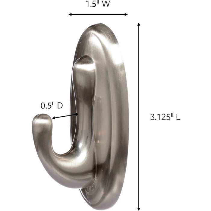 Command Medium Traditional Hook, Brushed Nickel