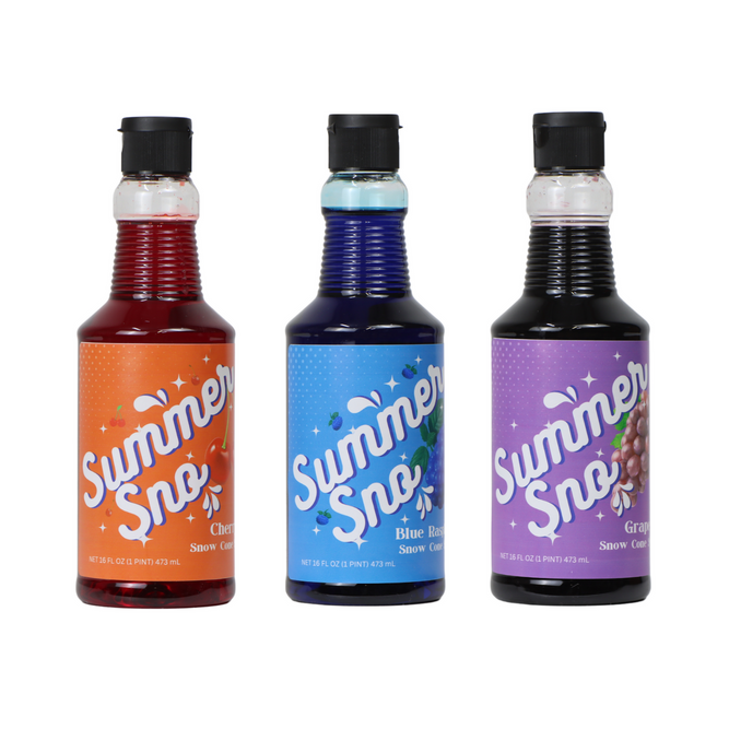 Summer Sno Syrup (PINTs) Tiger's Blood, Grape, Cherry - 3 Pack