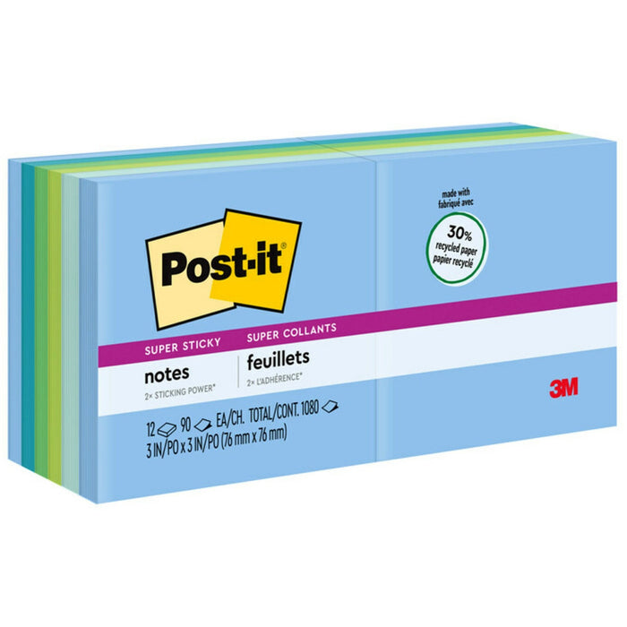 Post-it® Super Sticky Recycled Notes - Oasis Color Collection