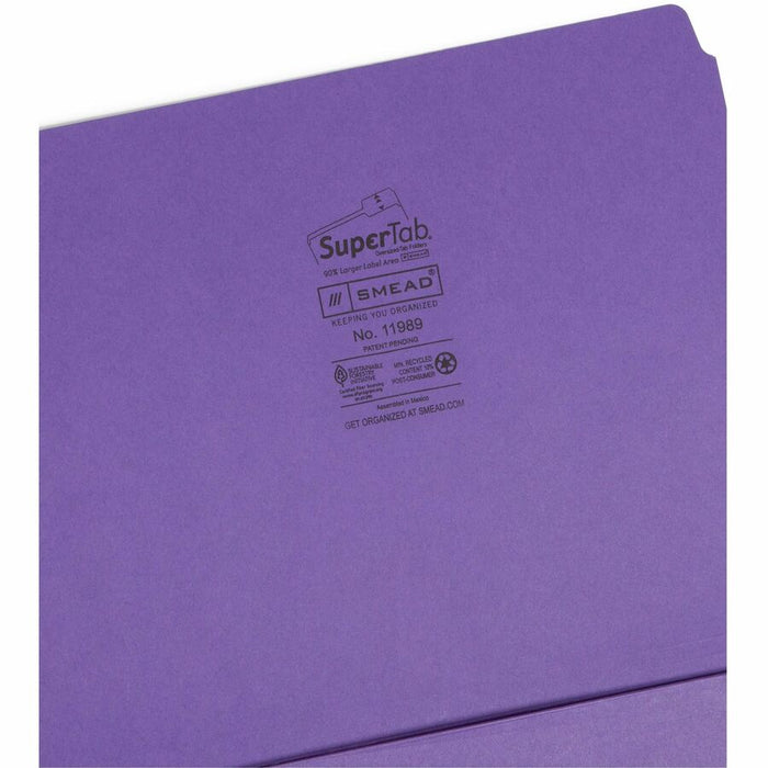 Smead SuperTab 1/3 Tab Cut Letter Recycled Top Tab File Folder