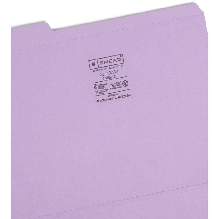 Smead Colored 1/3 Tab Cut Letter Recycled Top Tab File Folder