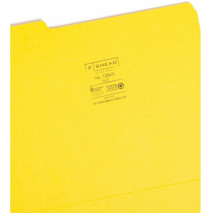 Smead Colored 1/3 Tab Cut Letter Recycled Top Tab File Folder