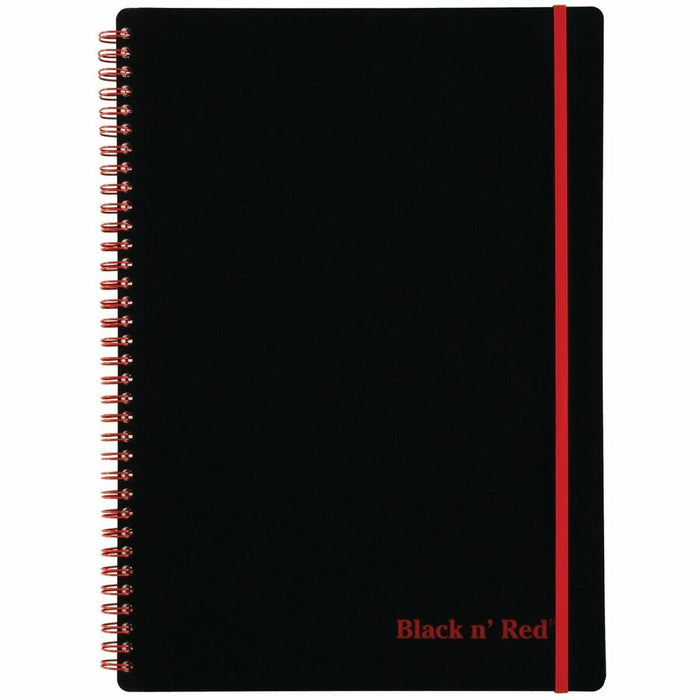 Black n' Red Wirebound Poly Notebook with Front Pocket