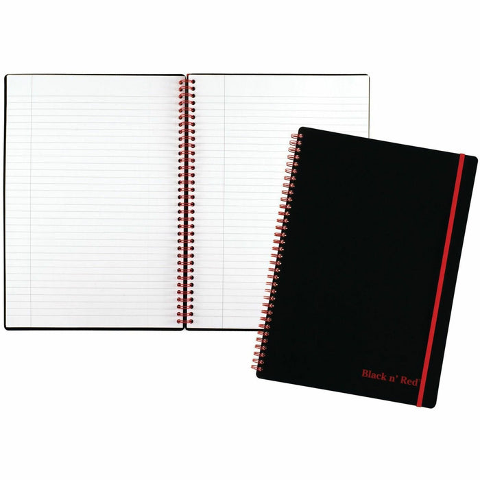 Black n' Red Wirebound Poly Notebook with Front Pocket