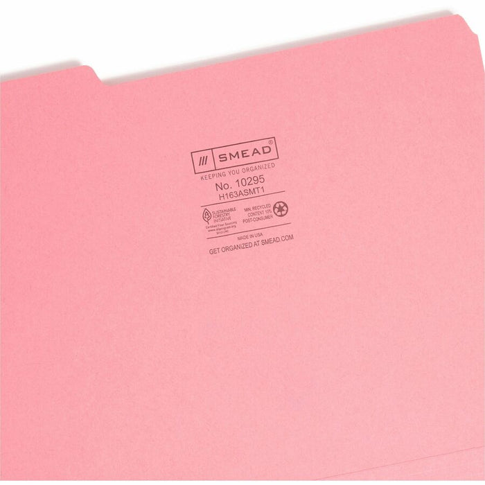 Smead Colored 1/3 Tab Cut Letter Recycled Interior File Folder