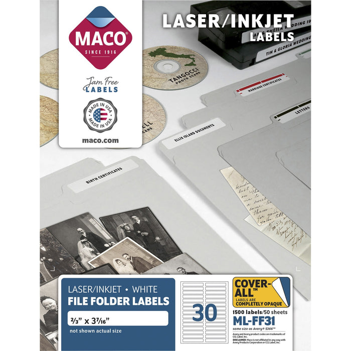 Maco Assorted Laser/Inkjet File Folder Labels