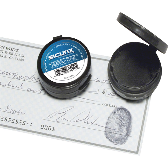 SICURIX Adhesive Fingerprint Ink Pad - 1 Each - 1.5 Height x 1.5 Width x 1.5 Depth - Black Ink - Black