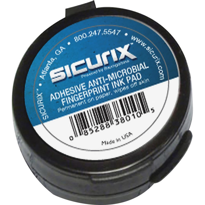 SICURIX Adhesive Fingerprint Ink Pad - 1 Each - 1.5 Height x 1.5 Width x 1.5 Depth - Black Ink - Black