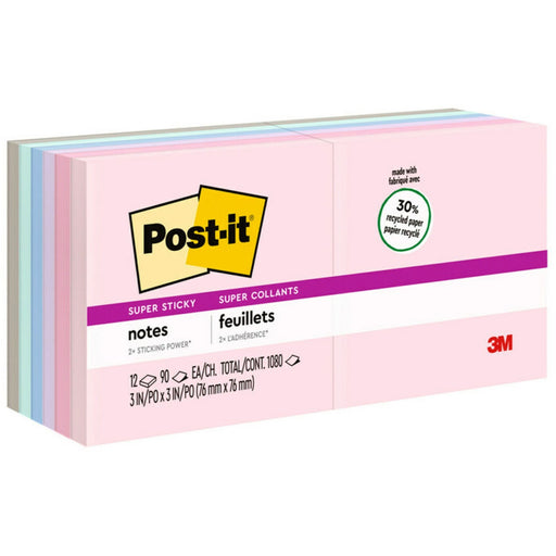 Post-it® Super Sticky Recycled Notes - Wanderlust Pastels Color Collection