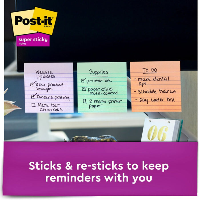 Post-it® Super Sticky Lined Recycled Notes - Wanderlust Pastels Color Collection