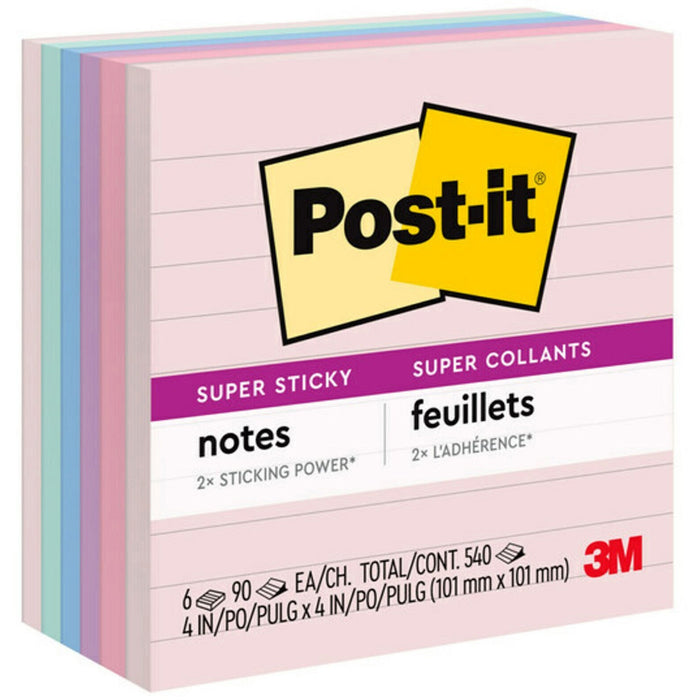 Post-it® Super Sticky Lined Recycled Notes - Wanderlust Pastels Color Collection