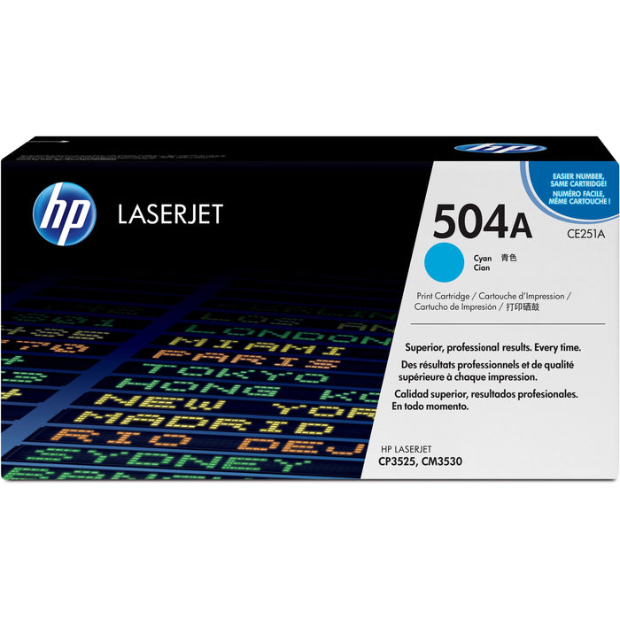 HP 504A (CE251A) Original Standard Yield Laser Toner Cartridge - Single Pack - Cyan - 1 Each