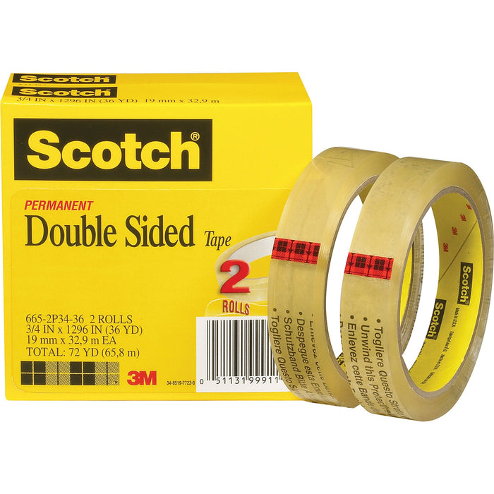 Scotch Permanent Double-Sided Tape - 3/4"W