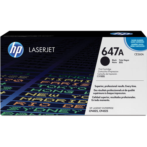 HP 647A (CE260A) Original Laser Toner Cartridge - Single Pack - Black - 1 Each