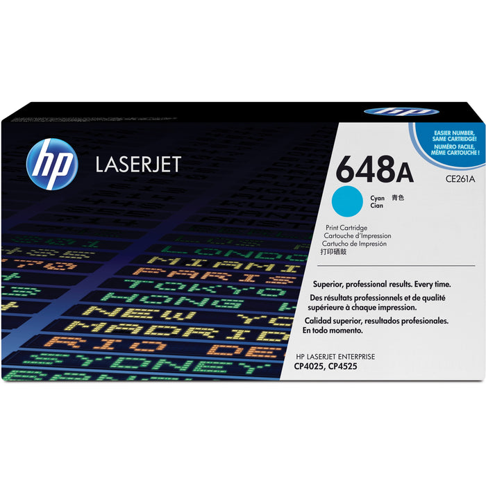 HP 648A (CE261A) Original Standard Yield Laser Toner Cartridge - Single Pack - Cyan - 1 Each