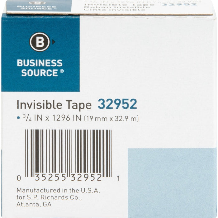 Business Source Invisible Tape Dispenser Refill Roll