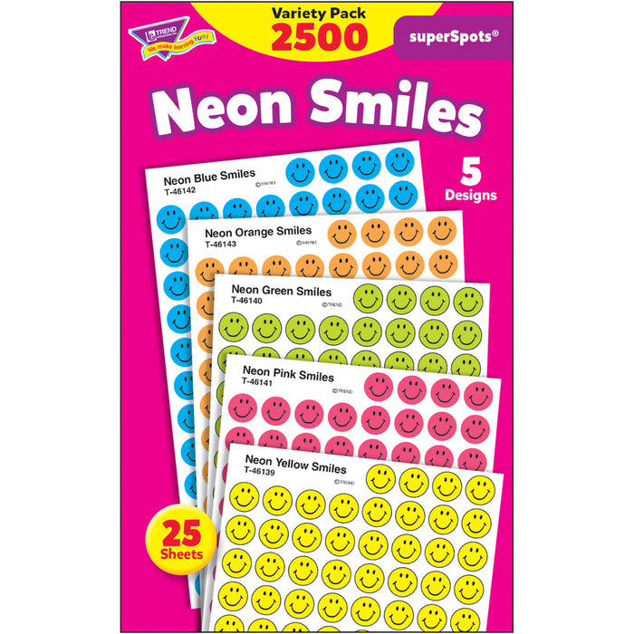 Trend superSpots Neon Smiles Stickers Variety Pack
