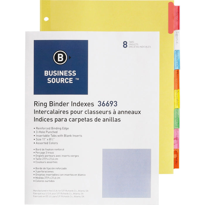 Business Source Insertable Tab Ring Binder Indexes