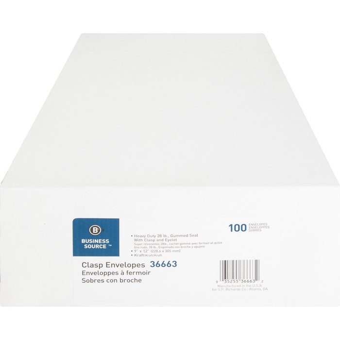 Business Source Heavy-duty Clasp Envelopes