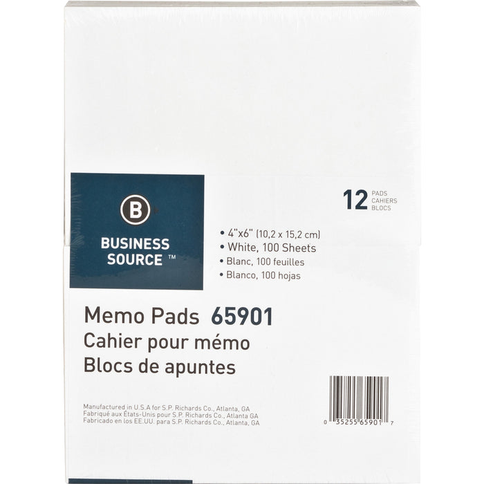 Business Source Plain Memo Pads