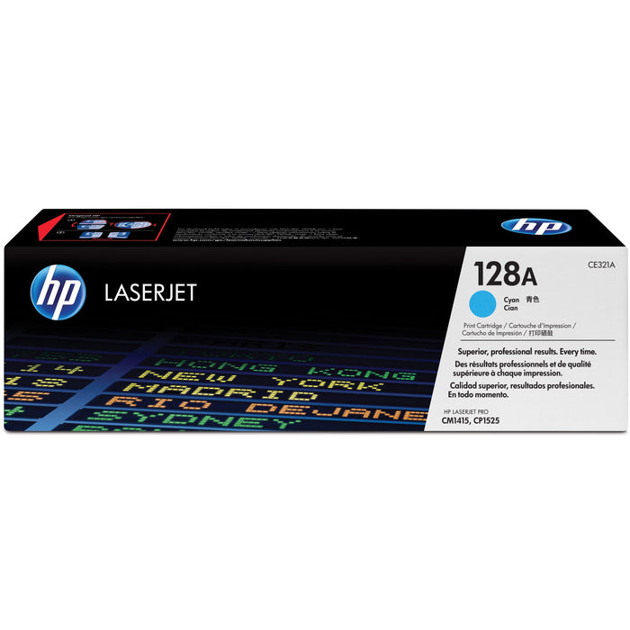 HP 128A (CE321A) Original Standard Yield Laser Toner Cartridge - Single Pack - Cyan - 1 Each