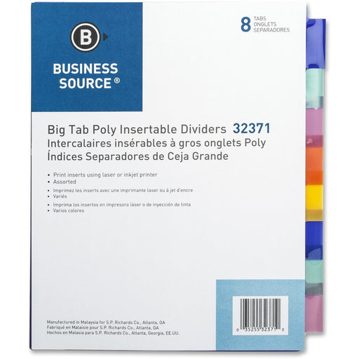 Business Source 3-Hole Poly Insert Index Dividers