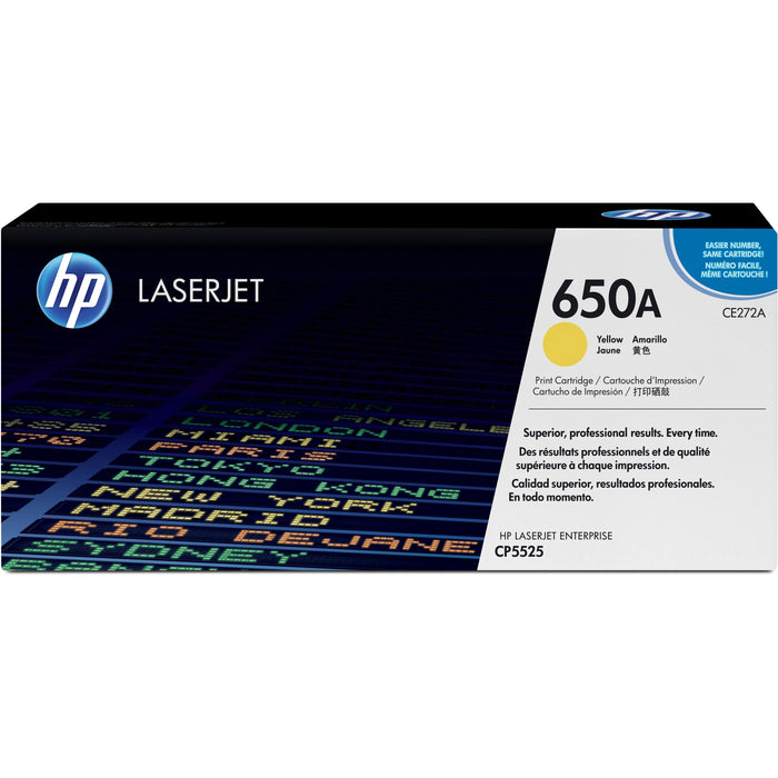 HP 650A (CE272A) Original Laser Toner Cartridge - Single Pack - Yellow - 1 Each