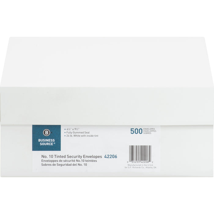 Business Source No.10 Regular Tint Security Envelopes