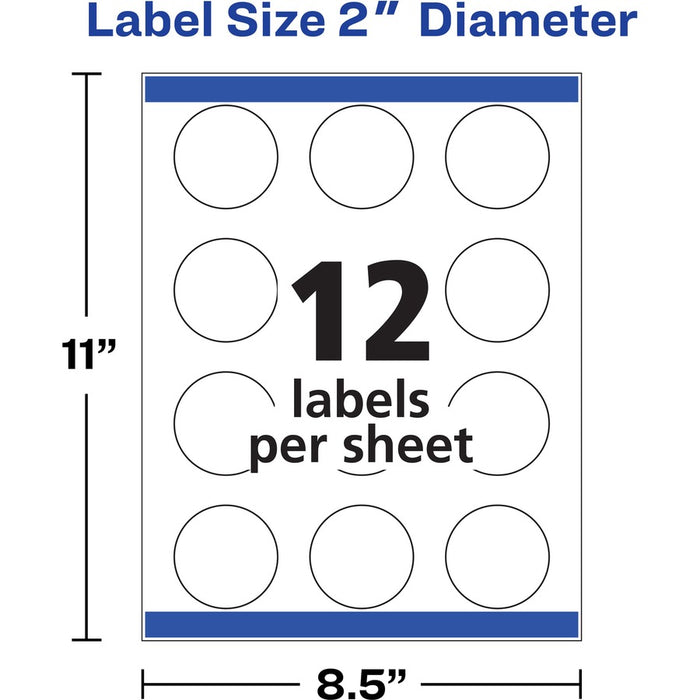 Avery® Glossy White Printable Round Labels with Sure Feed™ Technology