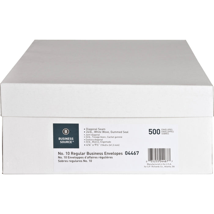 Business Source No. 10 White Wove V-Flap Business Envelopes