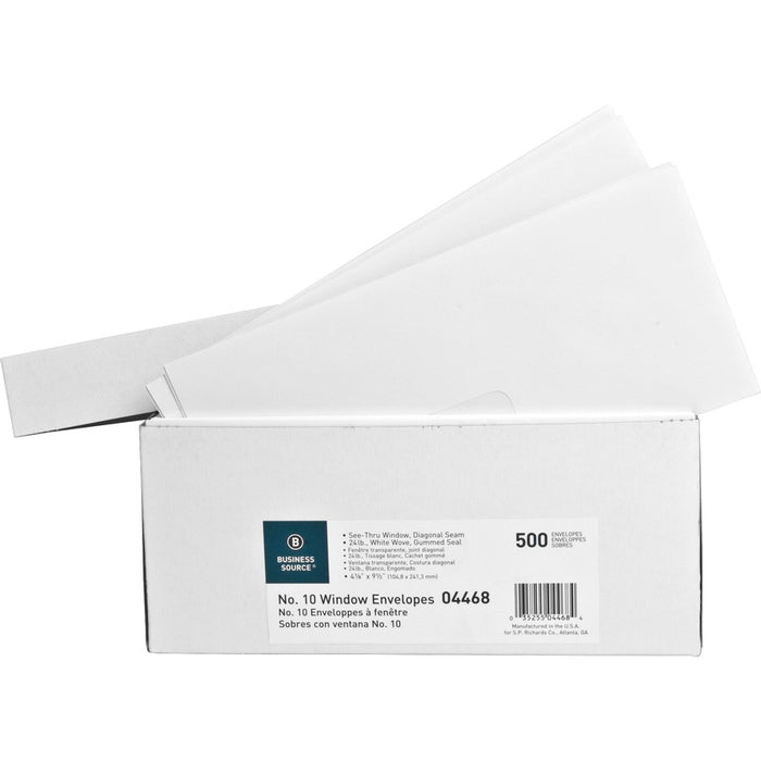 Business Source No. 10 Diagonal Seam Window Envelopes