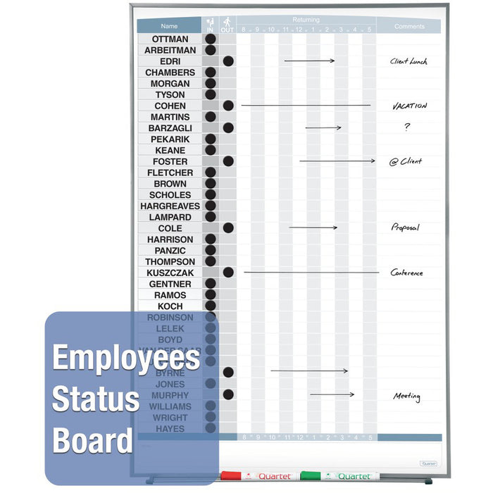 Quartet Matrix 36-employee In/Out Board