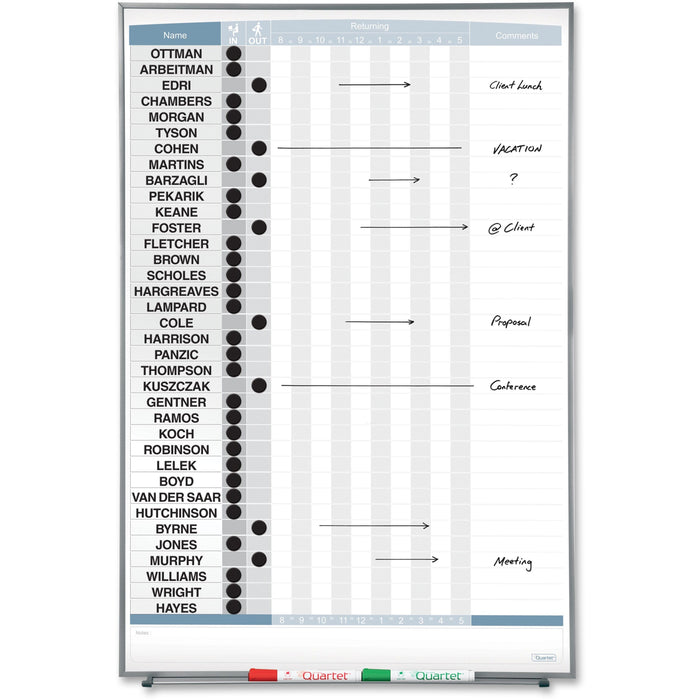 Quartet Matrix 36-employee In/Out Board