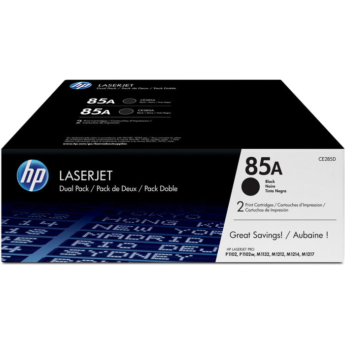 HP 85A (CE285D) Original Laser Toner Cartridge - Dual Pack - Black - 2 / Carton