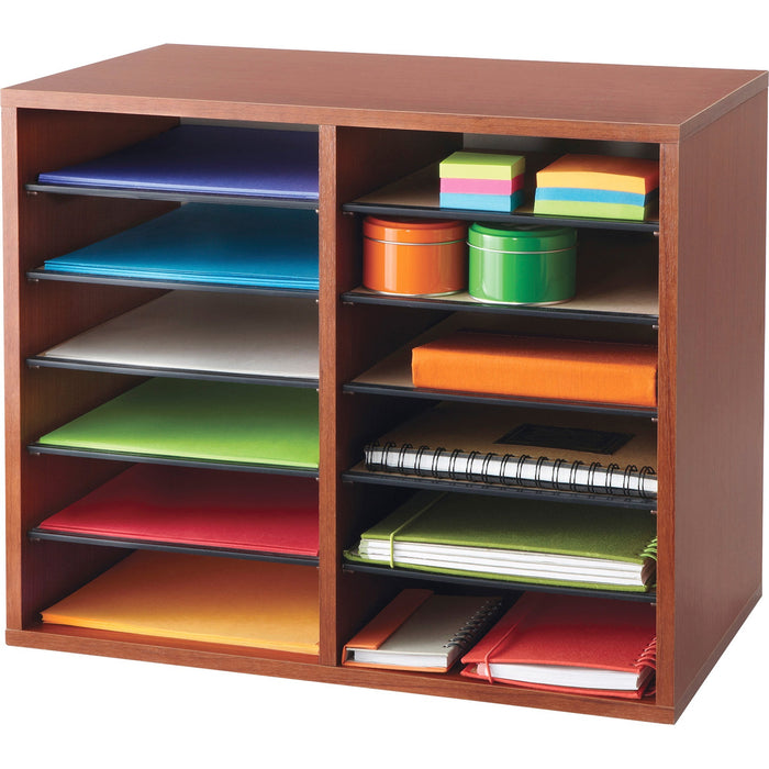 Safco Adjustable 12-Slot Wood Literature Organizer