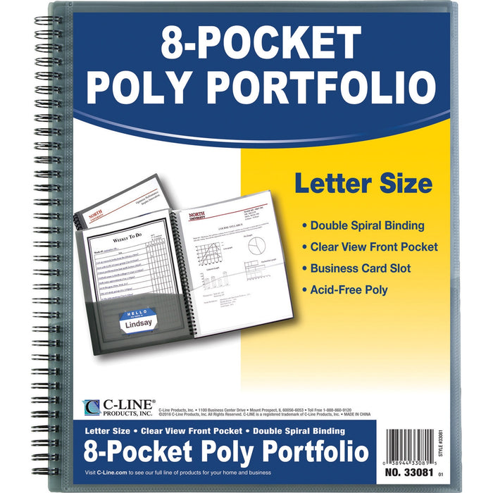 C-Line 8-Pocket Spiral-Bound Poly Portfolio