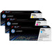 HP 128A (CF371AM) Original Laser Toner Cartridge - Tri-pack - Cyan, Magenta, Yellow - 3 / Carton