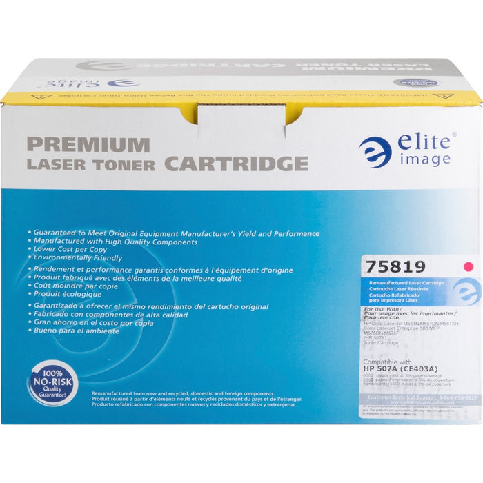 Elite Image Remanufactured Laser Toner Cartridge - Alternative for HP 507A (CE403A) - Magenta - 1 Each