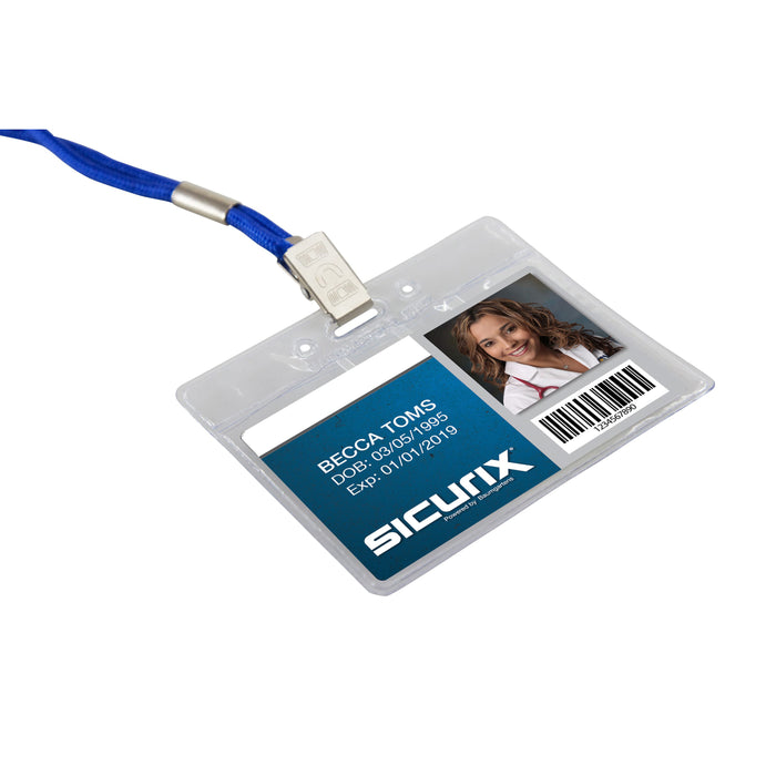 SICURIX Vinyl Punched ID Badge Holders - Horizontal