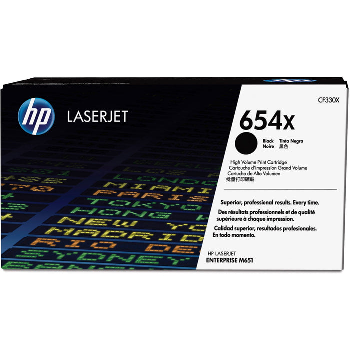 HP 654X (CF330X) Original High Yield Laser Toner Cartridge - Single Pack - Black - 1 Each