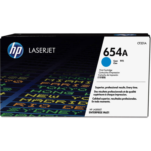 HP 654A (CF331A) Original Laser Toner Cartridge - Single Pack - Cyan - 1 Each