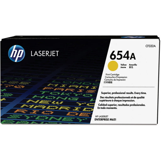 HP 654A (CF332A) Original Laser Toner Cartridge - Single Pack - Yellow - 1 Each