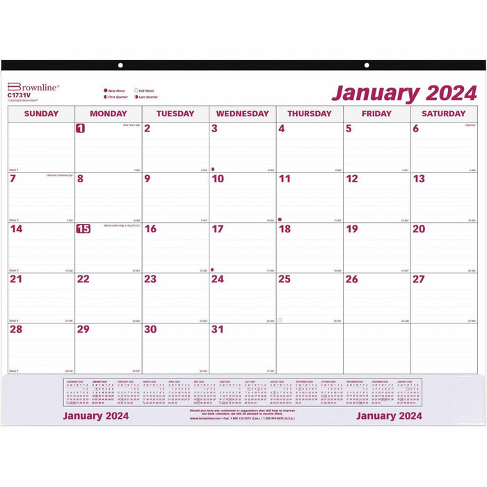 Brownline Vinyl Strip Monthly Desk Pad