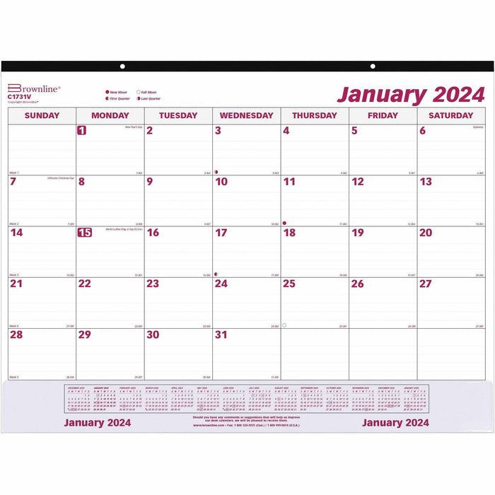 Brownline Vinyl Strip Monthly Desk Pad