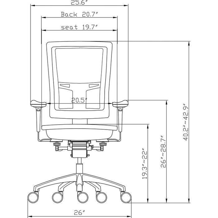 Lorell Checkerboard Design High-Back Mesh Chair - Black Seat - Black Nylon Back - 5-star Base - Black - 1 Each
