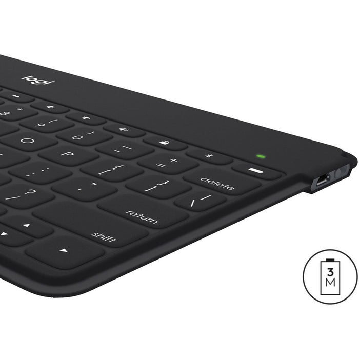 Keys-To-Go Super-Slim and Super-Light Bluetooth Keyboard for iPhone, iPad, and Apple TV - Black