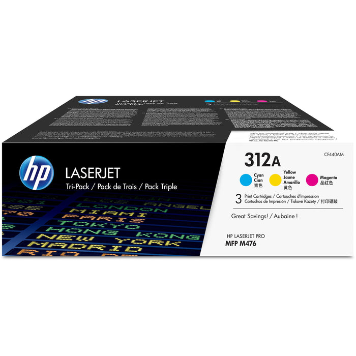 HP 312A (CF440AM) Original Standard Yield Laser Toner Cartridge - Tri-pack - Cyan, Magenta, Yellow - 3 / Carton