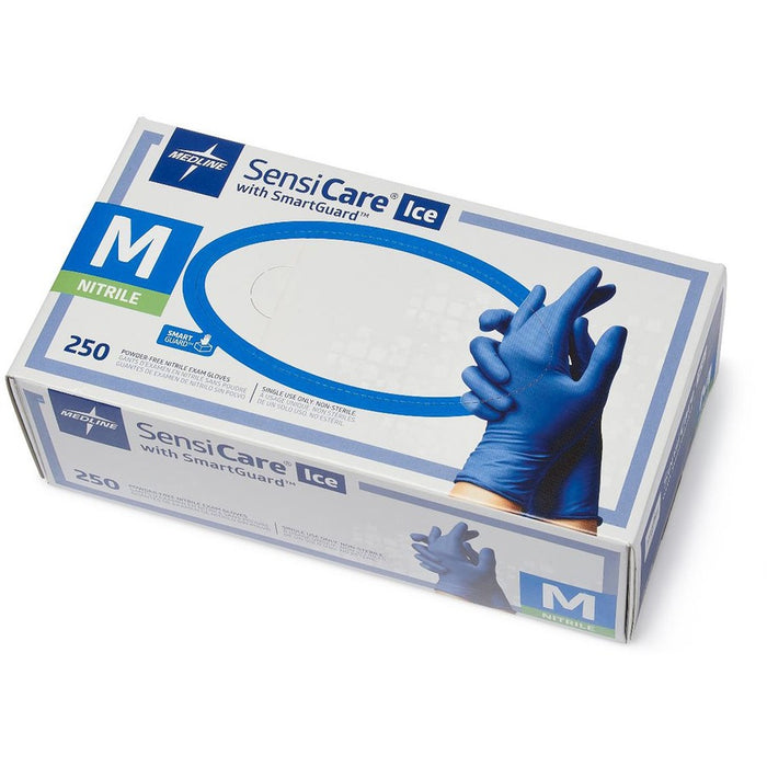 Medline SensiCare Ice Blue Nitrile Exam Gloves